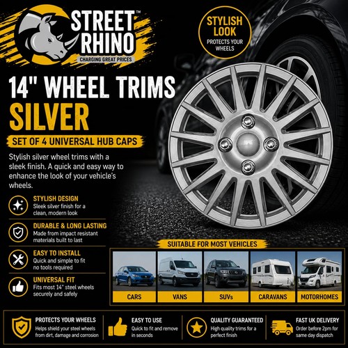 Silver wheel trims - 14",